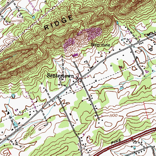 Topographic Map of Sentertown Missionary Baptist Church, TN
