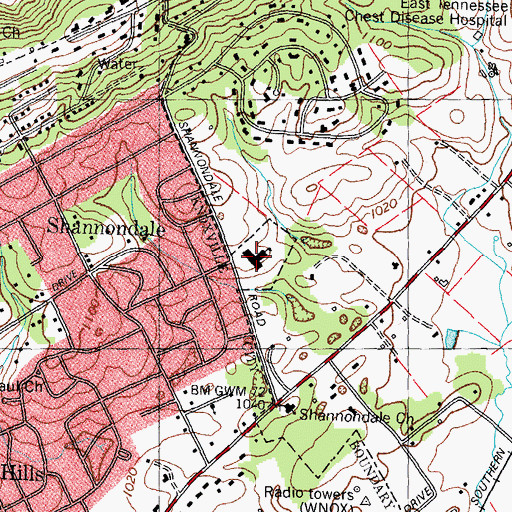 Topographic Map of Shannondale Elementary School, TN