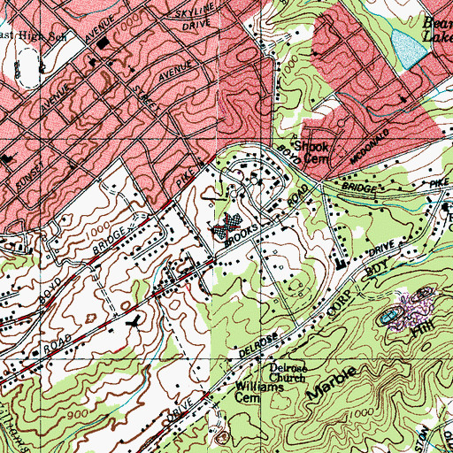 Topographic Map of Sarah Moore Greene Elementary School, TN