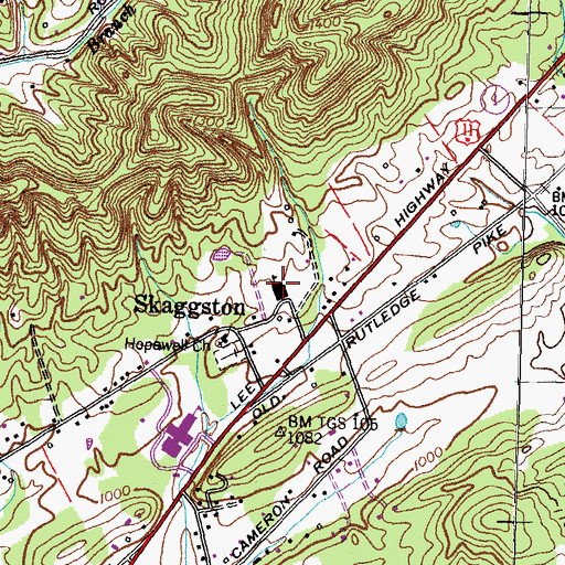 Topographic Map of Skaggston School, TN