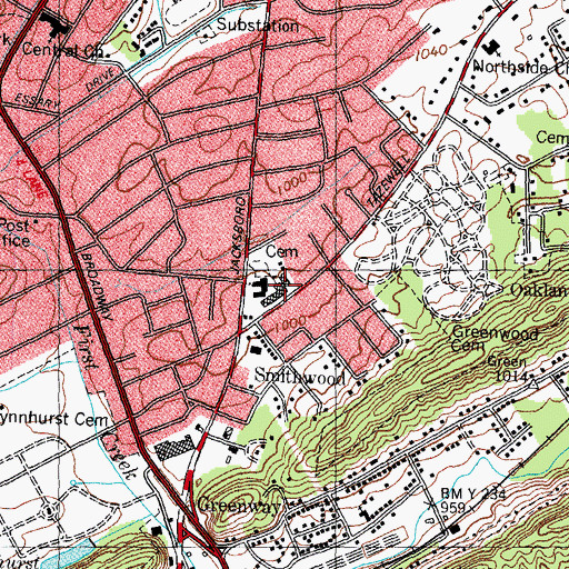 Topographic Map of Smithwood School, TN