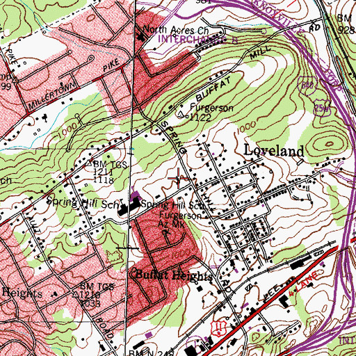 Topographic Map of Springhill Baptist Church, TN
