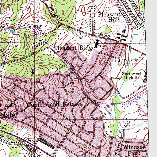 Topographic Map of Sullivan Road Christian Church, TN