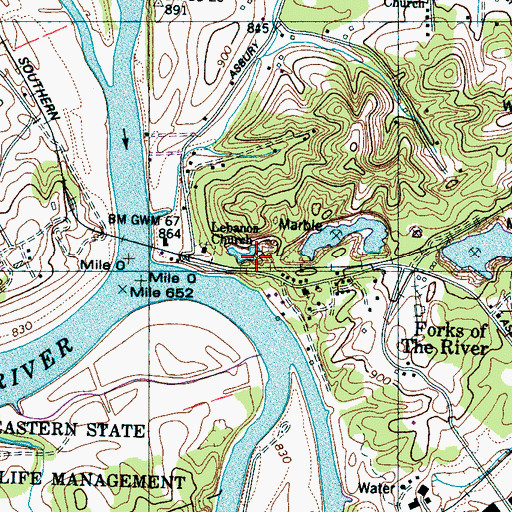 Topographic Map of Tadpole Quarry, TN