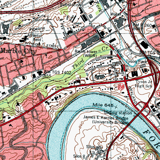 Topographic Map of Tennessee Valley Unitarian Church, TN