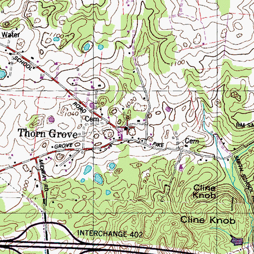 Topographic Map of Thorn Grove Christian Church, TN