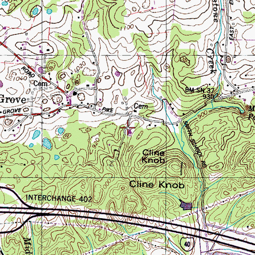 Topographic Map of Thorngrove Baptist Church, TN