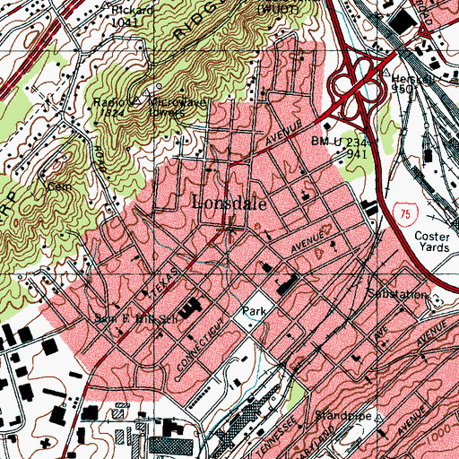 Topographic Map of True Vine Baptist Church, TN