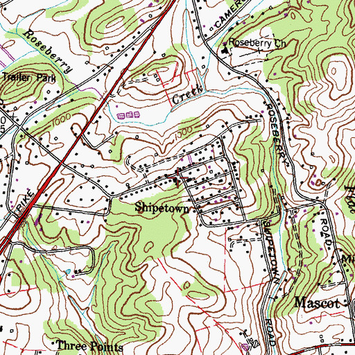 Topographic Map of Union Church, TN