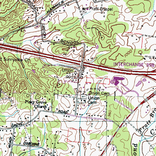 Topographic Map of Union School (historical), TN