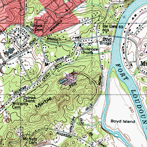 Topographic Map of Victoria Quarry, TN