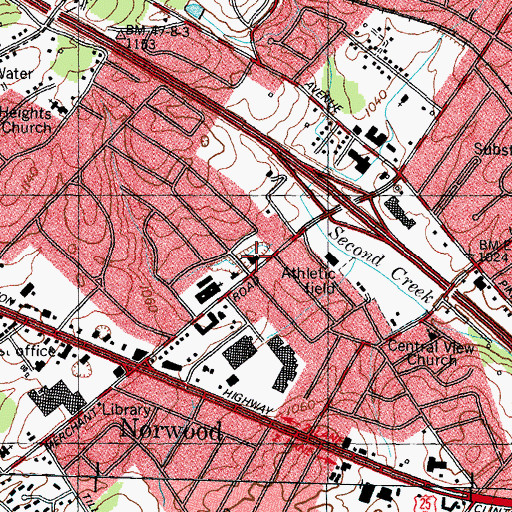 Topographic Map of Wallace Memorial Baptist Church, TN