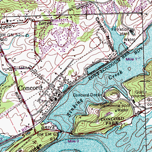 Topographic Map of Wesleyan School, TN
