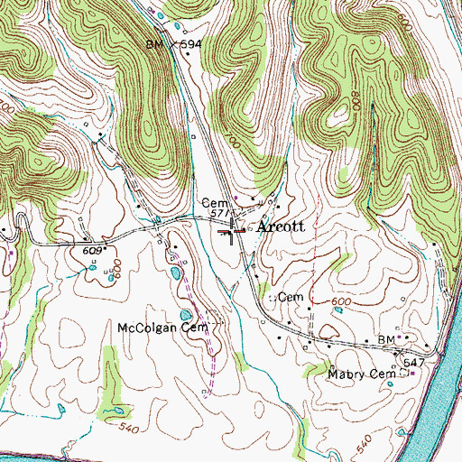 Topographic Map of Arcot Church of Christ, TN