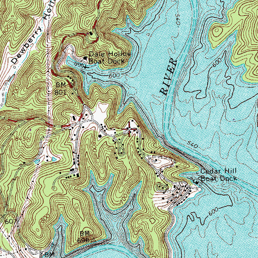 Topographic Map of Bufords Store (historical), TN