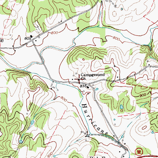 Topographic Map of Campground Church, TN