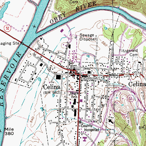 Topographic Map of Clay County Courthouse, TN