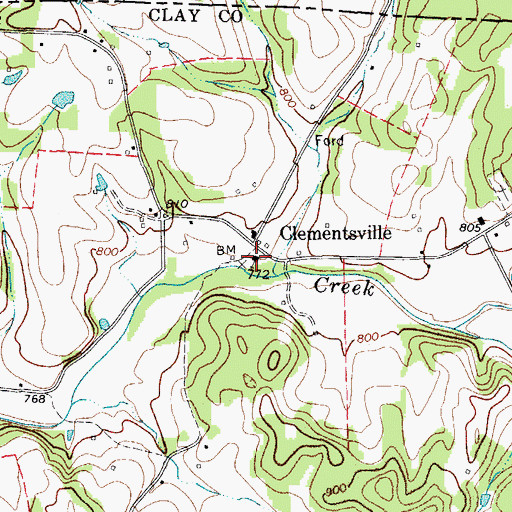 Topographic Map of Clementsville Church of Christ, TN