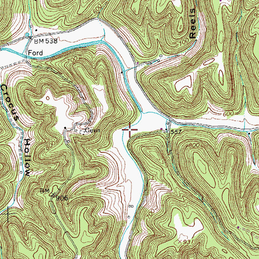 Topographic Map of Dry Fork School (historical), TN