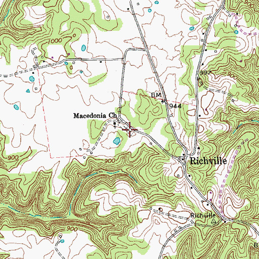 Topographic Map of Macedonia Cemetery, TN