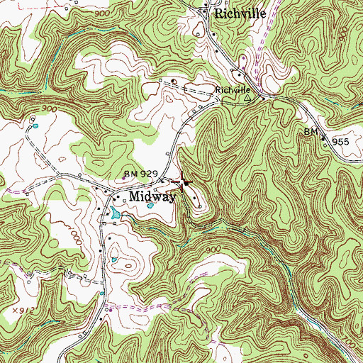 Topographic Map of Midway School (historical), TN