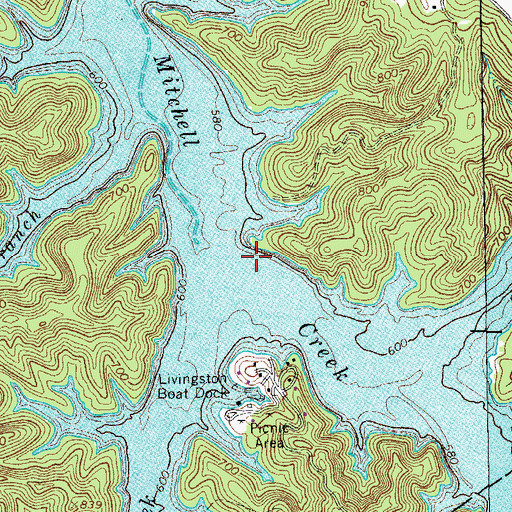 Topographic Map of Mitchell Creek School (historical), TN