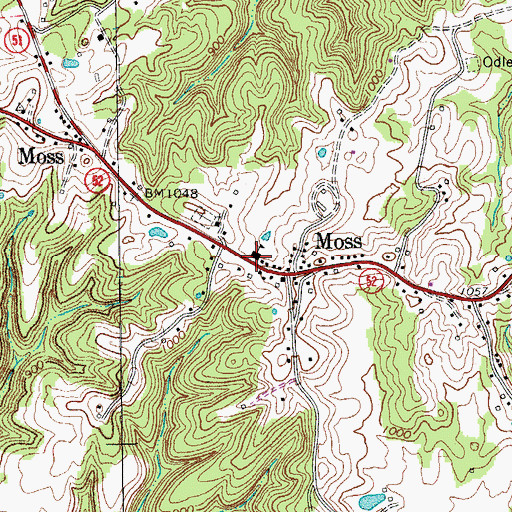 Topographic Map of Moss School (historical), TN