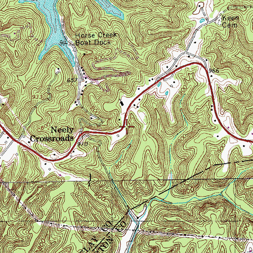 Topographic Map of Neelys Cross Roads School (historical), TN