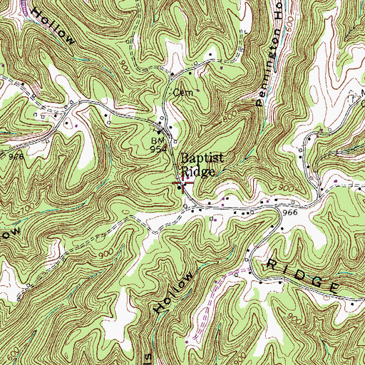 Topographic Map of Oak Grove Church of Christ, TN