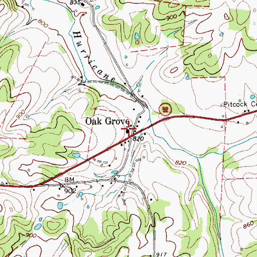 Topographic Map of Oak Grove Church of Christ, TN