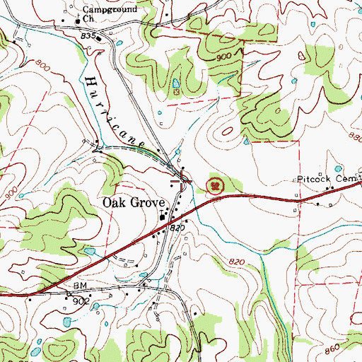 Topographic Map of Oak Grove School (historical), TN