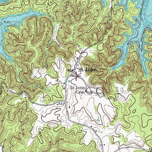 Topographic Map of Saint Johns Church (historical), TN