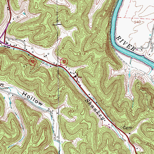 Topographic Map of Shanky Branch Church of God, TN
