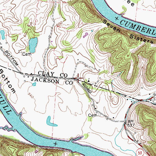 Topographic Map of Tinsleys Bottom School (historical), TN