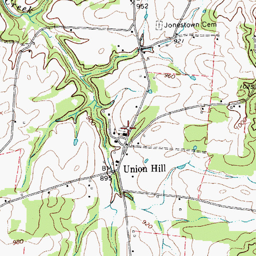 Topographic Map of Union Hill Cemetery, TN