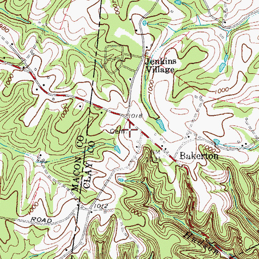 Topographic Map of Vinson Cemetery, TN