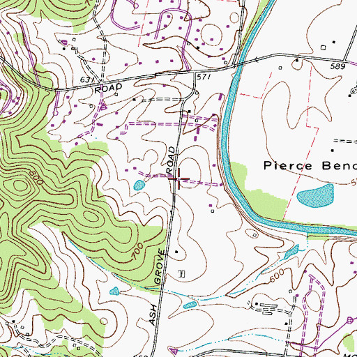 Topographic Map of Ash Grove School (historical), TN