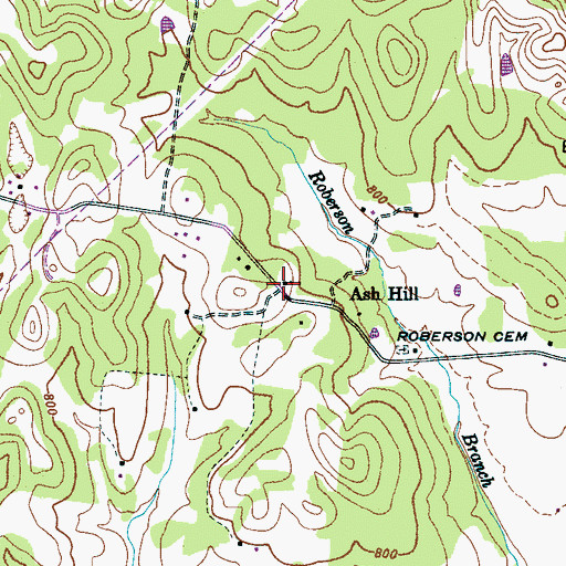 Topographic Map of Ash Hill Cumberland Presbyterian Church, TN