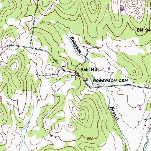 Topographic Map of Ash Hill School (historical), TN