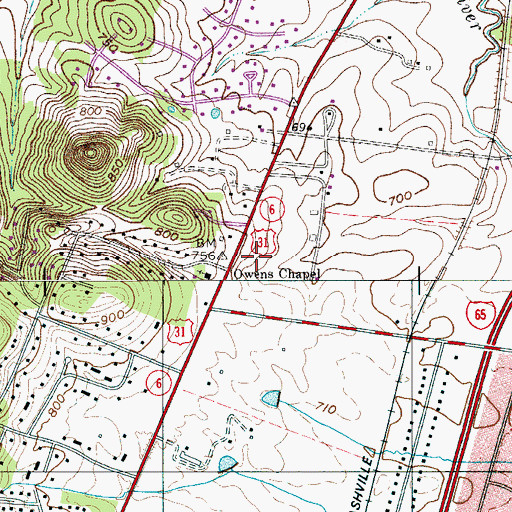 Topographic Map of Ashlawn Plantation (historical), TN