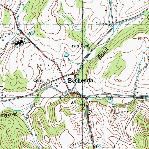 Topographic Map of Bethesda United Methodist Church, TN