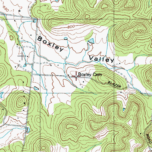 Topographic Map of Boxley Cemetery, TN