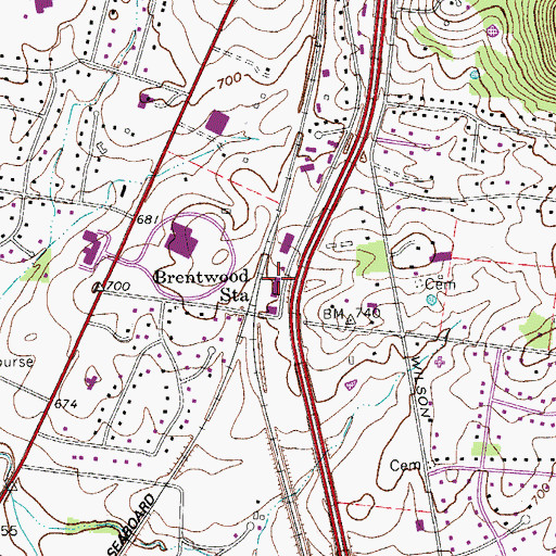 Topographic Map of Brentwood Business Center, TN