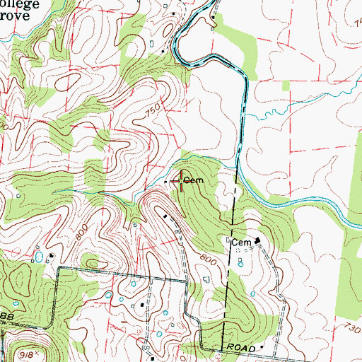Topographic Map of Campbell Cemetery, TN