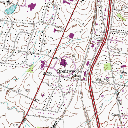 Topographic Map of Brentwood Place Shopping Center, TN