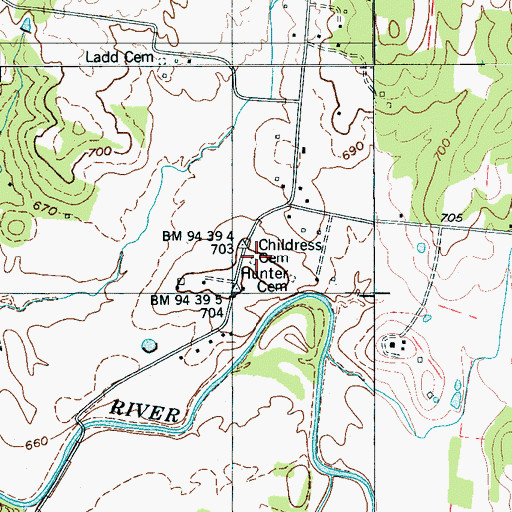 Topographic Map of Childress Cemetery, TN