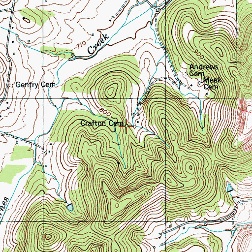 Topographic Map of Crafton Cemetery, TN