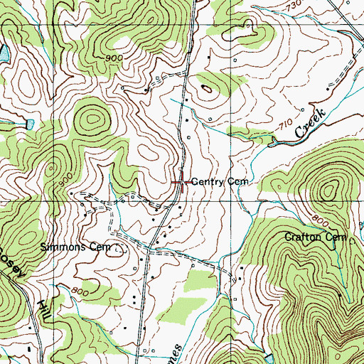 Topographic Map of Gentry Cemetery, TN