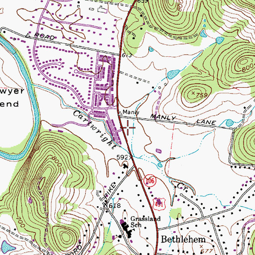 Topographic Map of Grassland Elementary School, TN