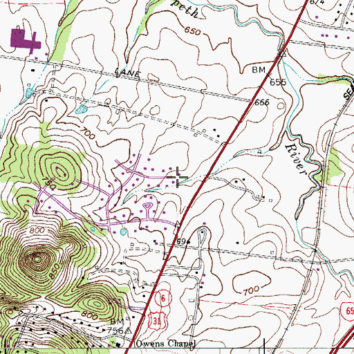 Topographic Map of Green Pastures Plantation (historical), TN